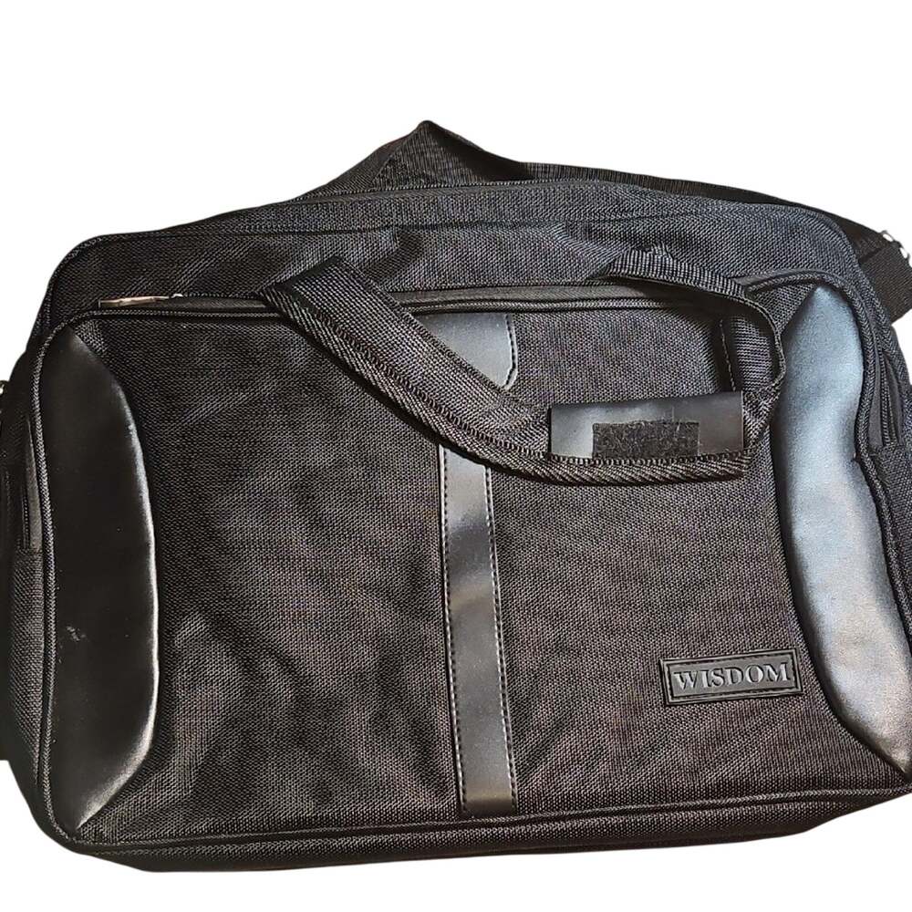 Black Messenger Bag with Structured Shape